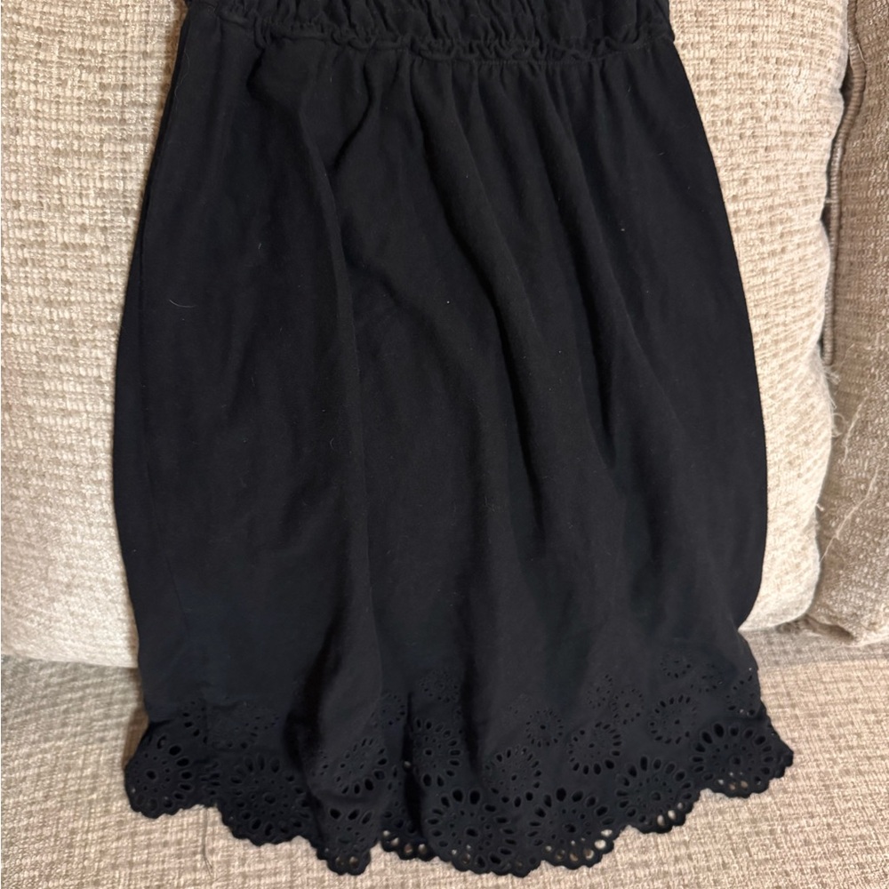 Elegant Black Eyelet Hem Skirt